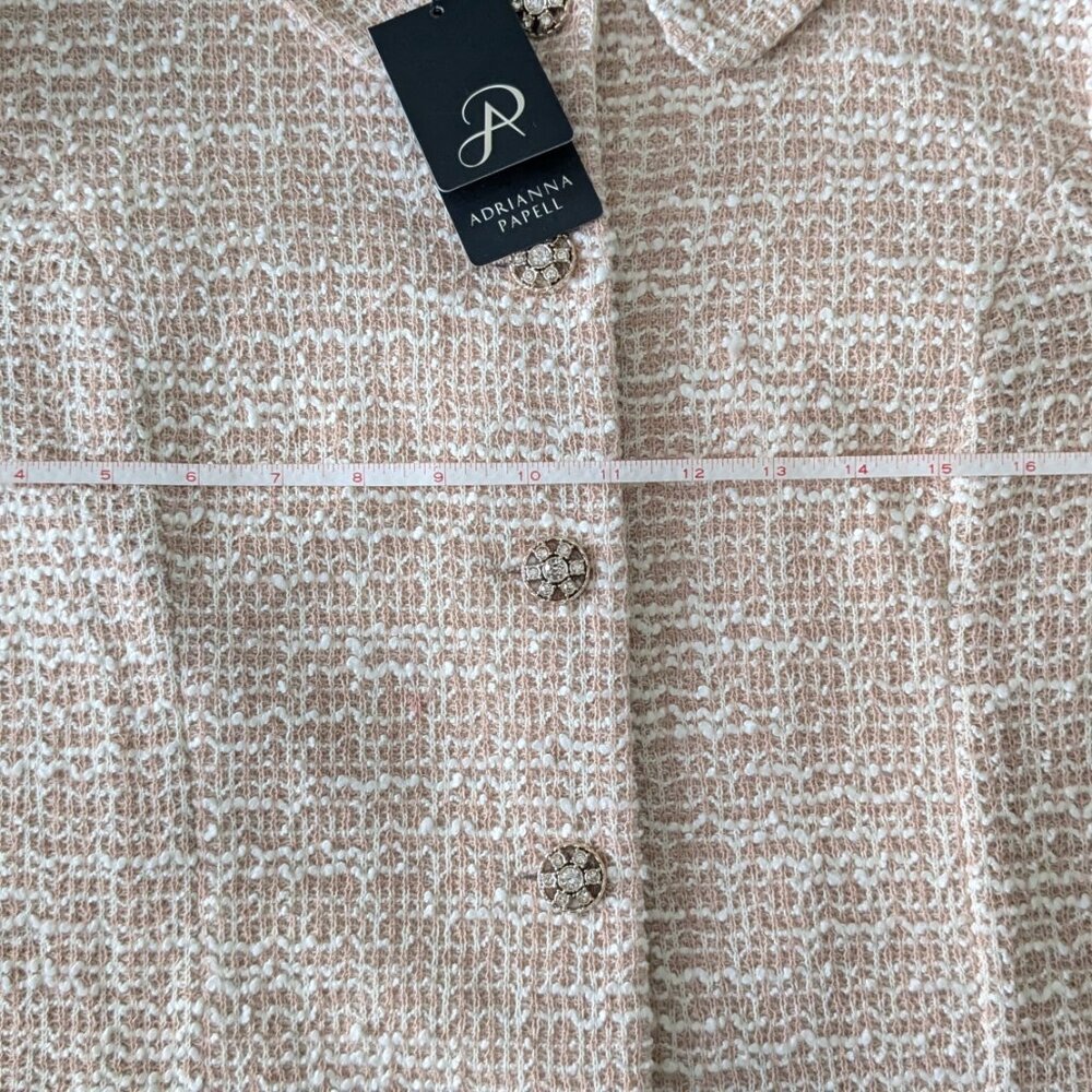 NWT Adrianna Papell Blush Pink Bouclé Wedding Guest Blazer | Size L - Picture 3 of 7